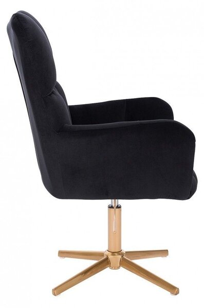 LuxuryForm DESIGN Kreslo AURORA VELUR na zlatom kríži - čierne