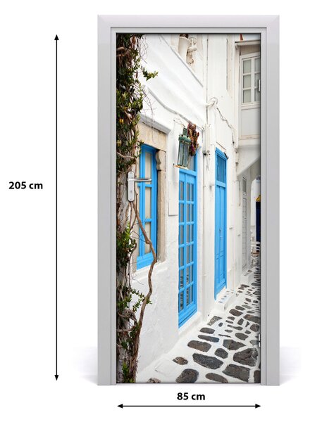Fototapeta samolepiace na dvere gréckej uličky 85x205 cm