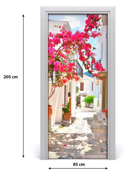 Fototapeta samolepiace na dvere gréckej uličky 85x205 cm