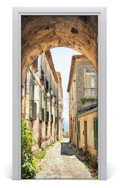 Fototapeta samolepiace na dvere talianskej uličky 95x205 cm