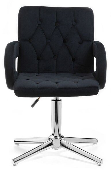 LuxuryForm DESIGN Stolička BOSTON VELUR na striebornom kríži - čierna