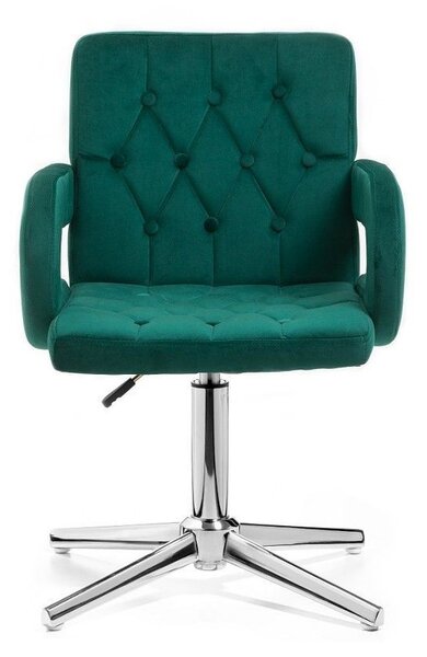LuxuryForm DESIGN Stolička BOSTON VELUR na striebornom kríži - zelená