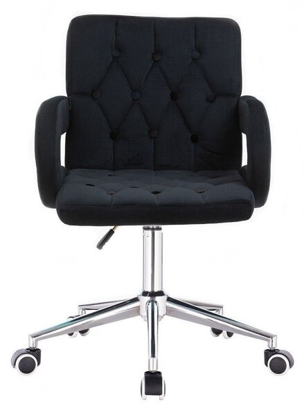 LuxuryForm DESIGN Stolička BOSTON VELUR na striebornej podstave s kolieskami - čierna
