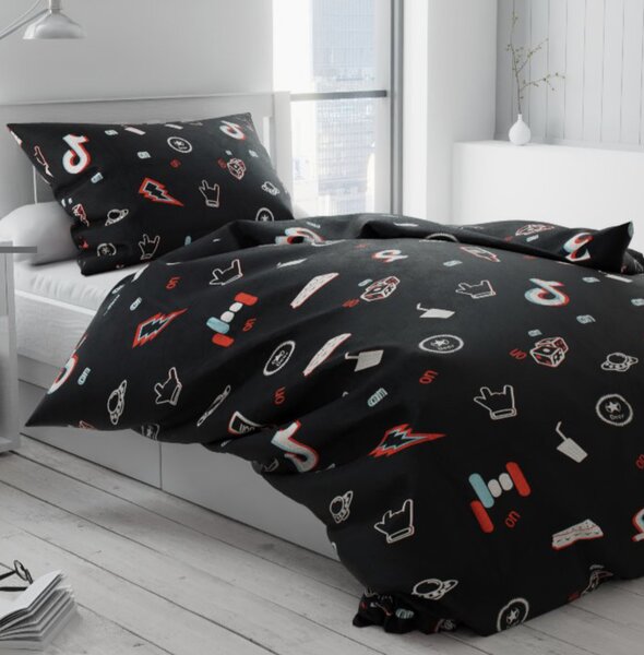 Obliečky bavlnené TikTok TiaHome - 1x Vankúš 90x70cm, 1x Paplón 140x200cm