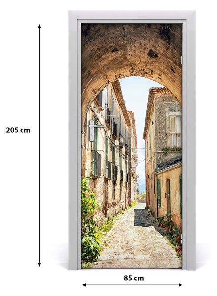 Fototapeta samolepiace na dvere talianskej uličky 85x205 cm
