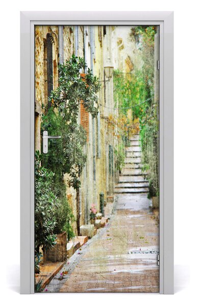 Fototapeta samolepiace na dvere talianskej uličky 95x205 cm
