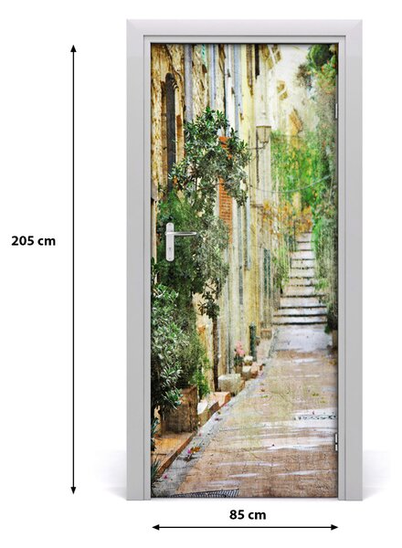 Fototapeta samolepiace na dvere talianskej uličky 85x205 cm