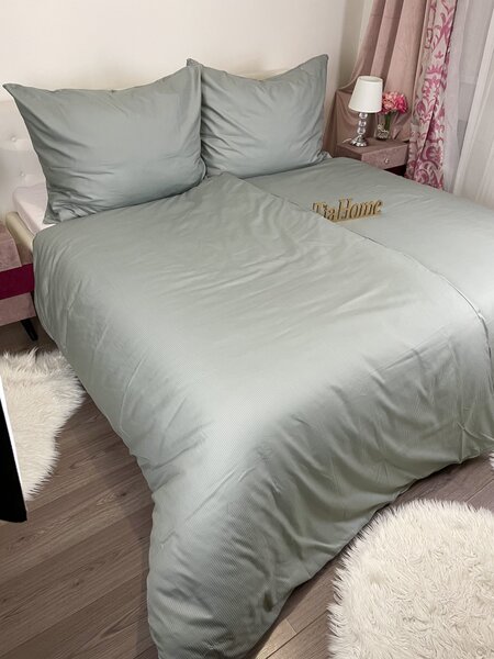 Obliečky damaškové sivé TiaHome - 1x Vankúš 90x70cm, 1x Paplón 140x200cm
