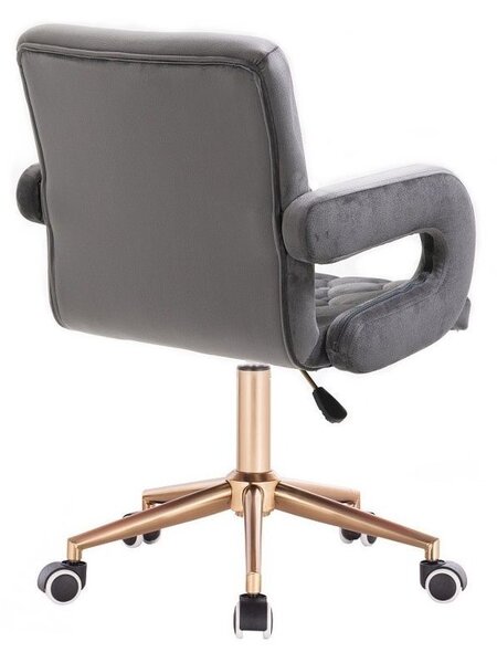 LuxuryForm DESIGN Stolička BOSTON VELUR na zlatej základni s kolieskami - šedá