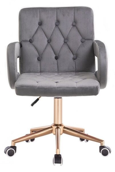LuxuryForm DESIGN Stolička BOSTON VELUR na zlatej základni s kolieskami - šedá