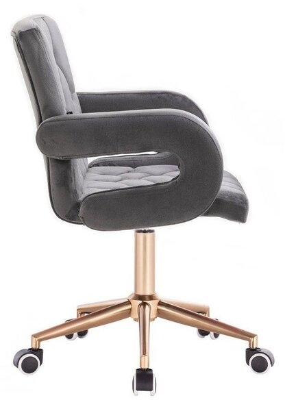 LuxuryForm DESIGN Stolička BOSTON VELUR na zlatej základni s kolieskami - šedá