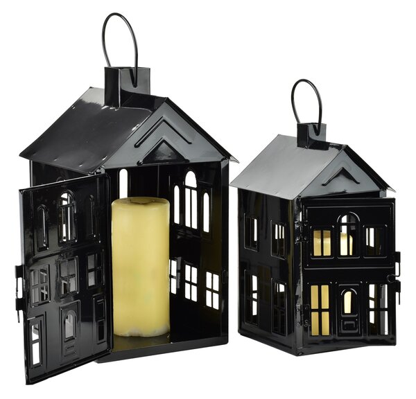 Mondex Kovová lucerna Roger 14,8x14,3x26,8 cm čierna