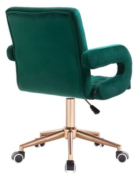 LuxuryForm DESIGN Stolička BOSTON VELUR na zlatej základni s kolieskami - zelená