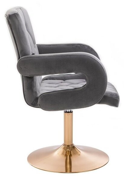 LuxuryForm DESIGN Stolička BOSTON VELUR na zlatom tanieri - šedá
