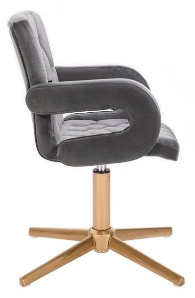 LuxuryForm DESIGN Stolička BOSTON VELUR na zlatom kríži - šedá