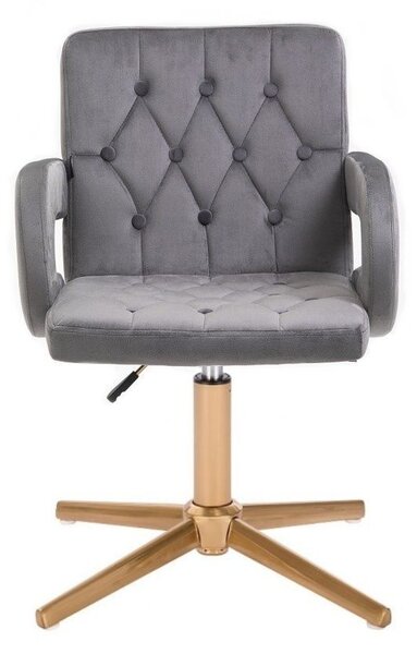 LuxuryForm DESIGN Stolička BOSTON VELUR na zlatom kríži - šedá