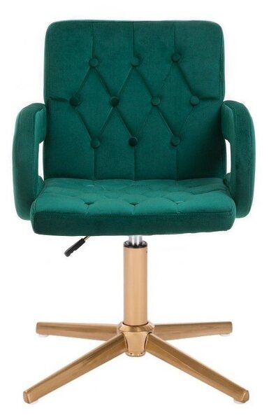 LuxuryForm DESIGN Stolička BOSTON VELUR na zlatom kríži - zelená