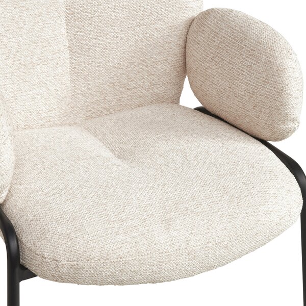 STOLIČKA S PODRÚČKAMI, železo, vzhľad ľanu, čierna, béžová MID.YOU - Stoličky, Online Only