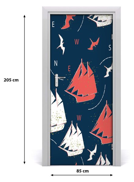 Fototapeta na dvere lode mora vtáky 85x205 cm