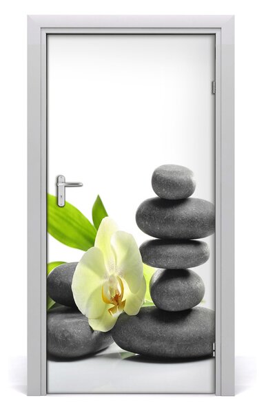 Fototapeta samolepiace Orchidea a kamene 95x205 cm