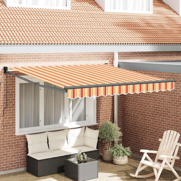 Maison Exclusive – Manuálna markíza, 3 x 2,5 m, pruhovaná (žltá, oranžová a biela)