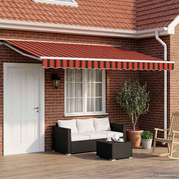 Maison Exclusive – Manuálna markíza, 4 x 3,5 m, oranžovo-hnedý prúžkovaný vzor