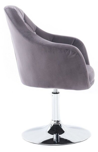 LuxuryForm DESIGN Kreslo ROMA VELUR na striebornom tanieri - tmavo šedé