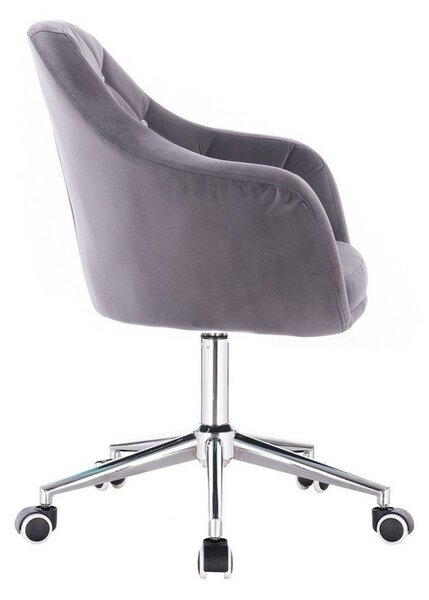 LuxuryForm DESIGN Kreslo ROMA VELUR na striebornej podstave s kolieskami - tmavo šedé