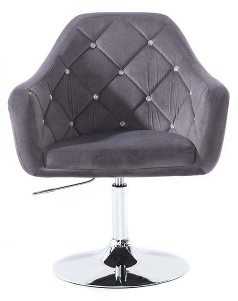 LuxuryForm DESIGN Kreslo ROMA VELUR na striebornom tanieri - tmavo šedé