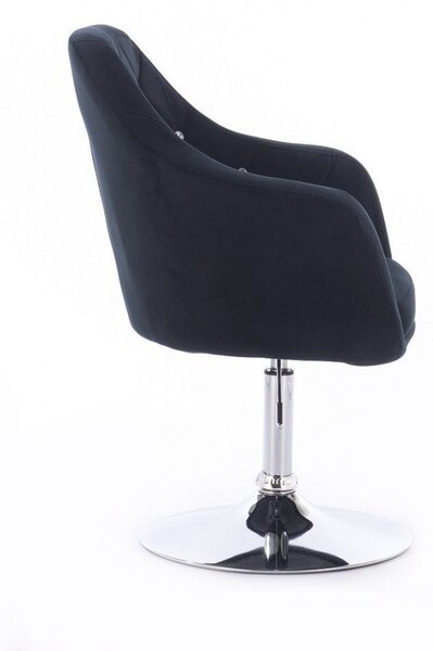 LuxuryForm DESIGN Kreslo ROMA VELUR na striebornom tanieri - čierne
