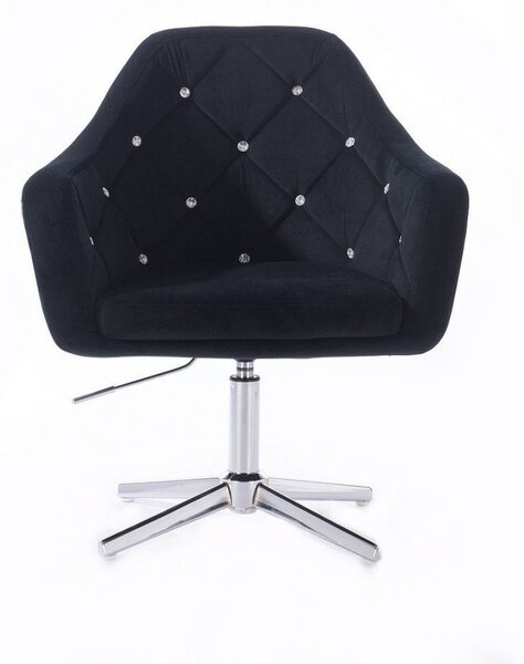 LuxuryForm DESIGN Kreslo ROMA VELUR na striebornom kríži - čierne