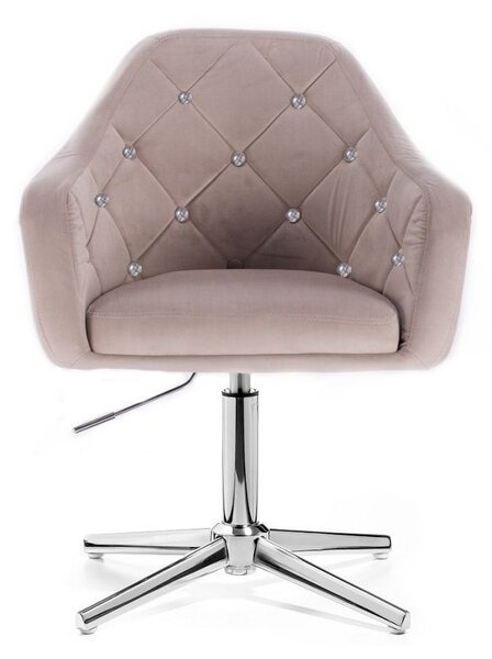 LuxuryForm DESIGN Kreslo ROMA VELUR na striebornom kríži - svetlo šedé