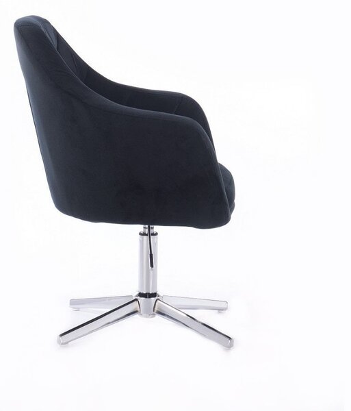 LuxuryForm DESIGN Kreslo ROMA VELUR na striebornom kríži - čierne