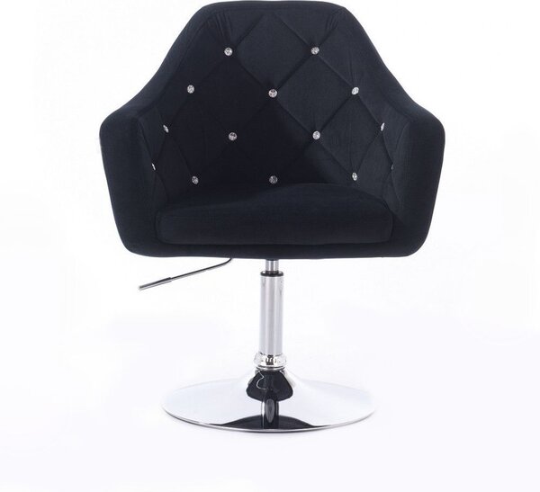 LuxuryForm DESIGN Kreslo ROMA VELUR na striebornom tanieri - čierne
