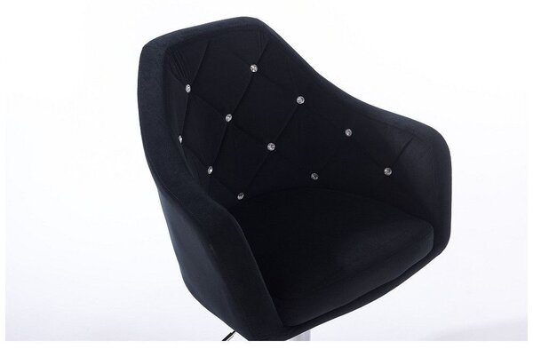 LuxuryForm DESIGN Kreslo ROMA VELUR na striebornom tanieri - čierne