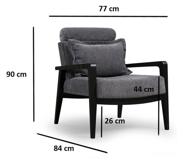 Hanah Home Kreslo Apollo z masívu sivé/čierne