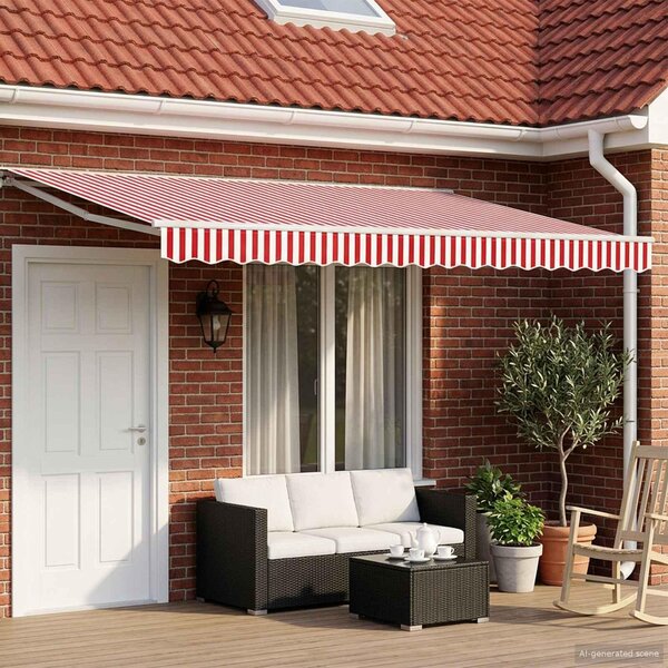 Maison Exclusive – Elektrická solárna markíza, 5 x 3 m, červeno-biela
