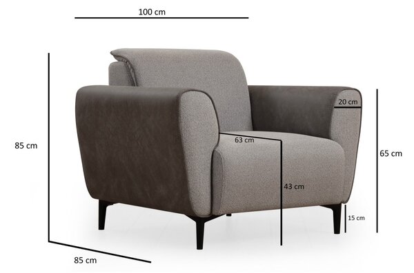 Hanah Home Kreslo Aren ekokoža sivé