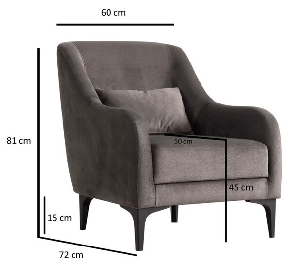 Hanah Home Kreslo Astana antracitové/čierne