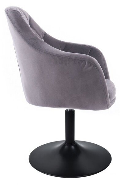 LuxuryForm DESIGN Kreslo ROMA VELUR na čiernom tanieri - tmavo šedé