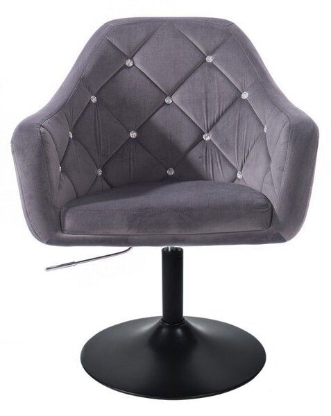 LuxuryForm DESIGN Kreslo ROMA VELUR na čiernom tanieri - tmavo šedé