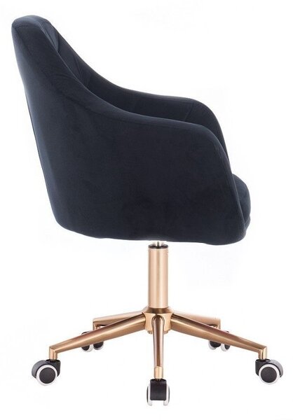 LuxuryForm DESIGN Kreslo ROMA VELUR na zlatej podstave s kolieskami - čierne