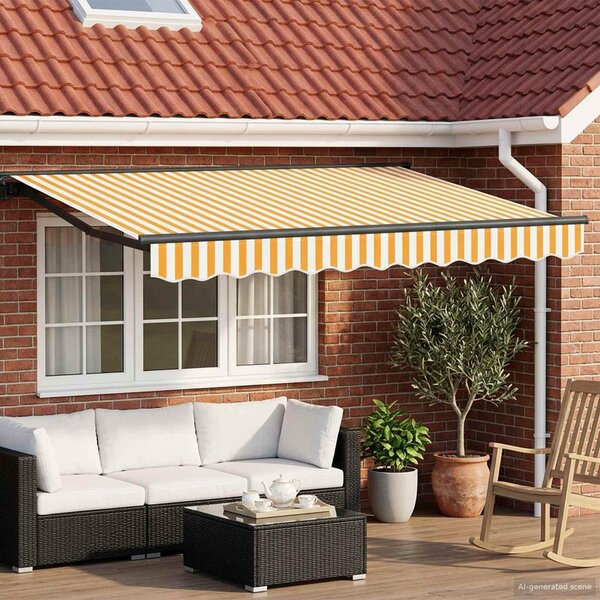 Maison Exclusive – Manuálna markíza, 3,5 x 2 m, prúžkovaná (žltá a biela)