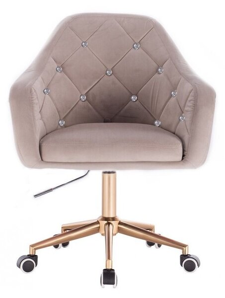 LuxuryForm DESIGN Kreslo ROMA VELUR na zlatej podstave s kolieskami - svetlo šedé