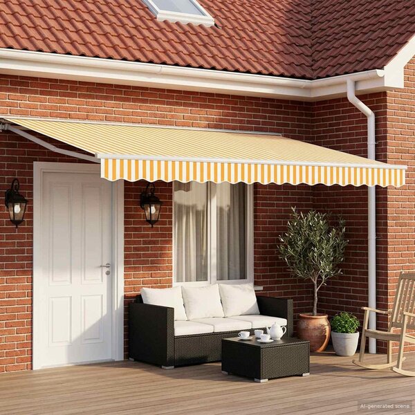 Maison Exclusive – Manuálna markíza, 4 x 3,5 m, prúžkovaná (žltá a biela)
