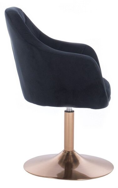 LuxuryForm DESIGN Kreslo ROMA VELUR na zlatom tanieri - čierne