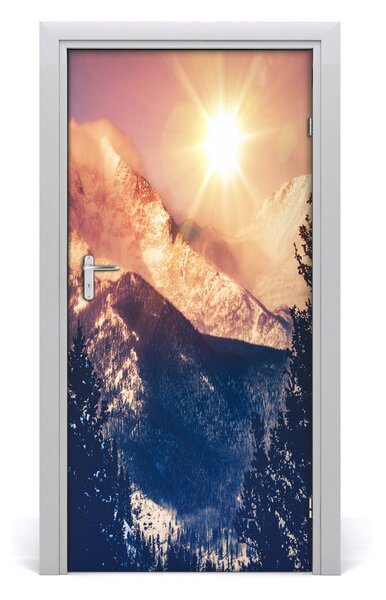 Fototapeta na dvere slnko hory 95x205 cm