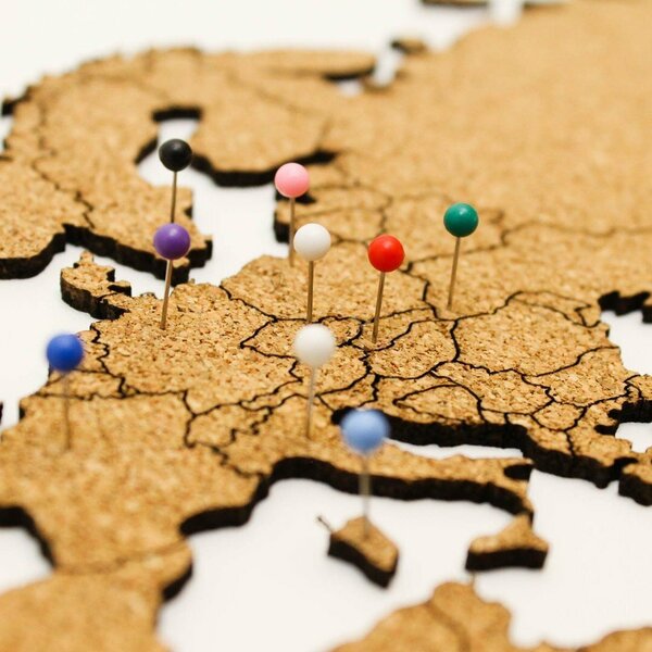 DUBLEZ | Korková mapa sveta na stenu s hranicami