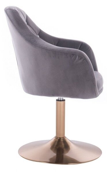 LuxuryForm DESIGN Kreslo ROMA VELUR na zlatom tanieri - tmavo šedé