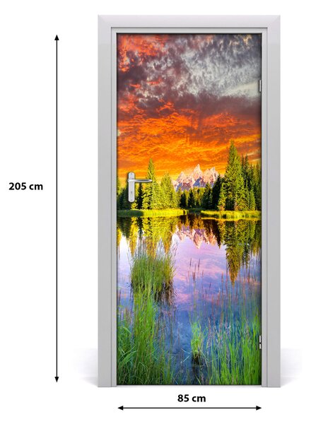 Fototapeta na dvere jazero v lese 85x205 cm